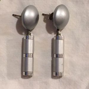 80s Style Retro Silver Earrings
